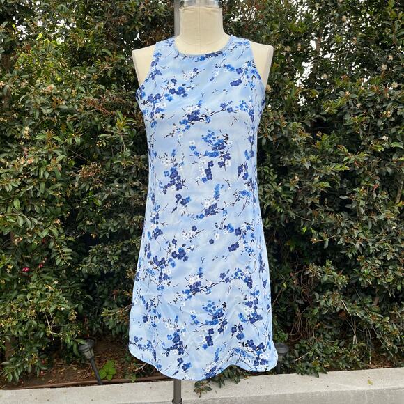 Vintage 2000s M Collection Blue Floral Tank Dress - Picture 1 of 8
